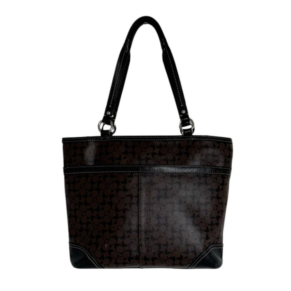 Coach F15137 Chelsea Heritage Stripe Signature Tote Brown Black Shoulder Bag - Picture 3 of 6